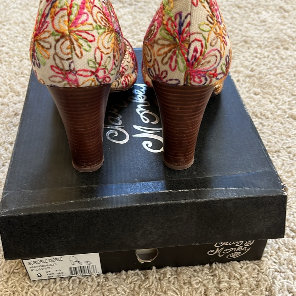 Naughty Monkey Scribble Dibble Open Toe Pumps, Guc - image 5